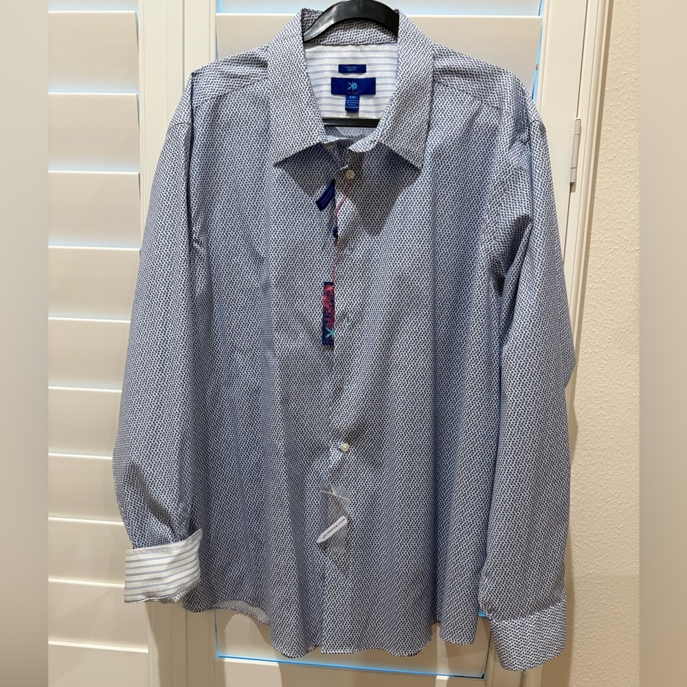NWT EGARA Blue and White Patterned Dress Shirt